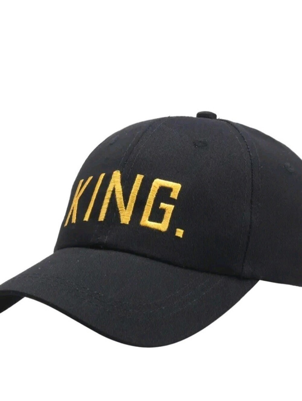 Unbranded Black 'KING' and 'QUEEN' Embroidered Baseball Cap - Picture 2 of 5